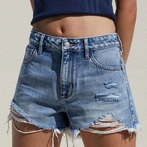 PacSun Distressed High Rise Festival Denim Shorts Size 26